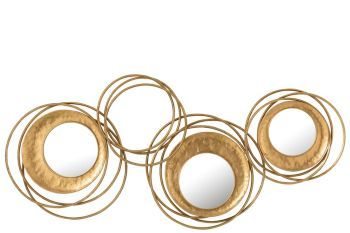 J-Line Wanddecoratie Circles Ijzer Glas Goud 