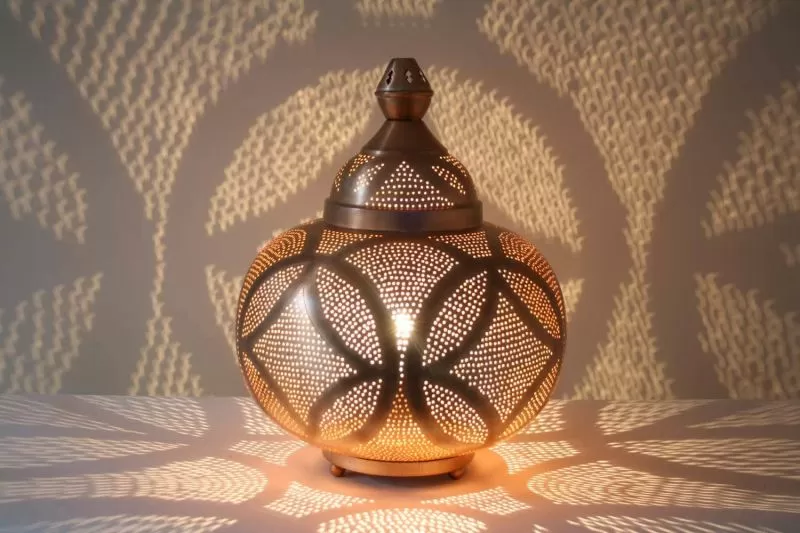 Motivatie dodelijk bidden Marokkaanse Tafellamp Koper Nayelis Ø 33 x 40cm | Safaary