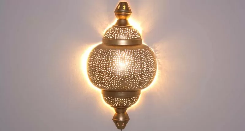Marokkaanse Wandlamp Goud Imran 23 12 x 41cm | Safaary